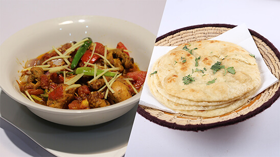 Chicken Tikka Karahi and Naan Bread